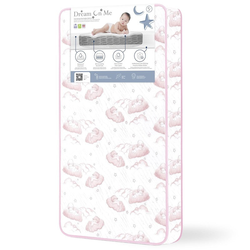 Twilight 80 Coil Spring Crib and Toddler Bed Mattress, Wave Pink, 5"10