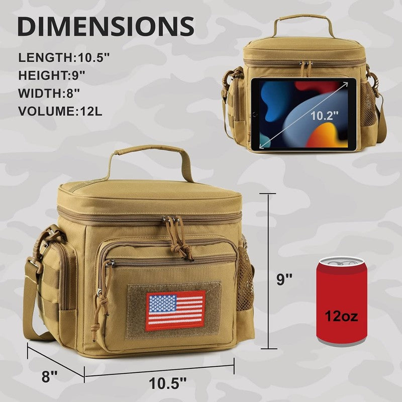 Tactical Lunch Box MOLLE Insulated Leakproof Cooler Bag Brown4