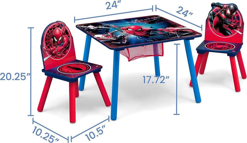 Spider Man Kids Table Set with Storage 2 Chairs Blue Red Greenguard6