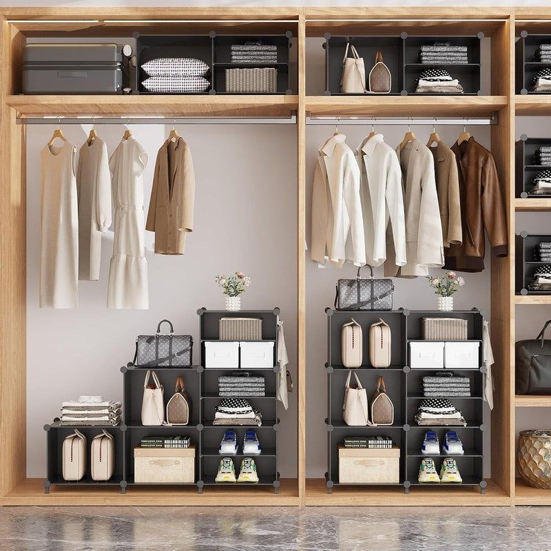 6 Cube Closet Organizer, Stackable Storage Shelves for Clothes, Black4