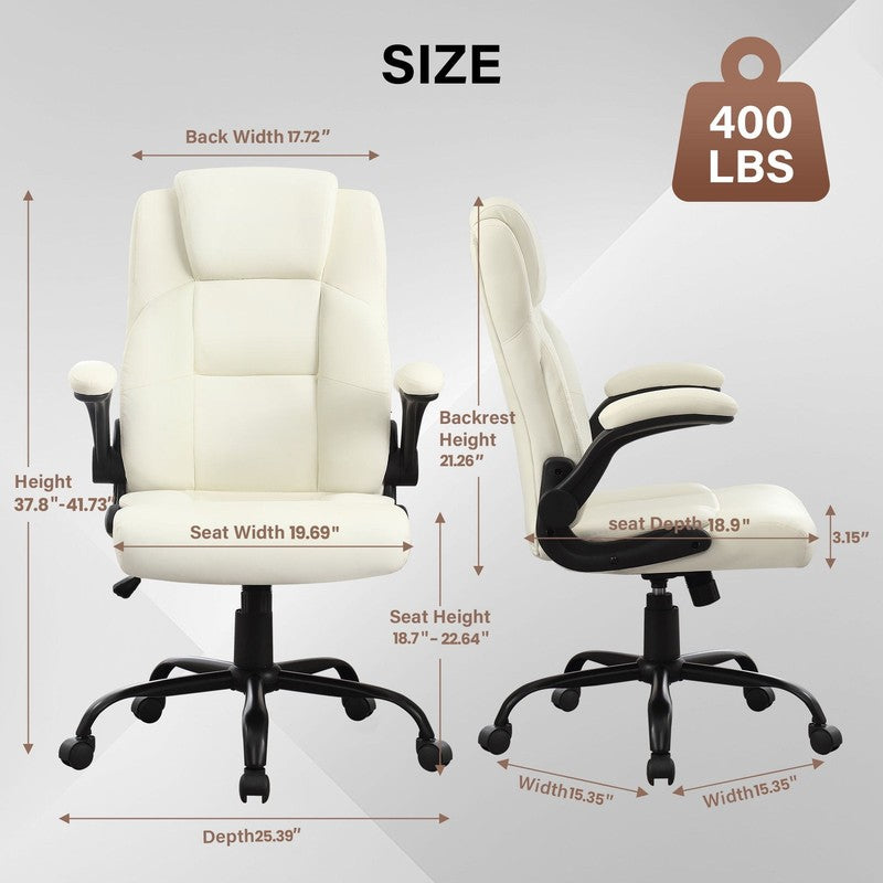 Leather Office Chair, Big and Tall Office Chair 400LBS Wide Seat Ergonomic Compu1