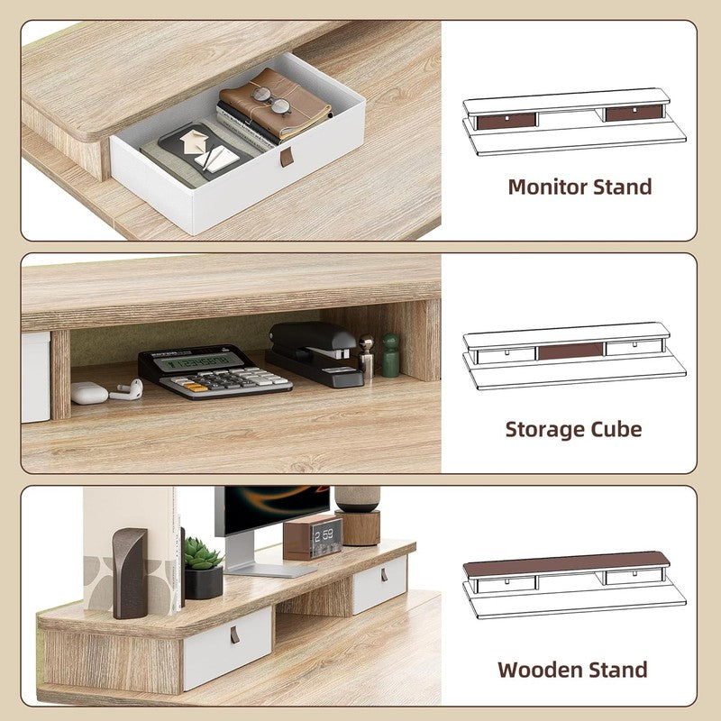 48x24 Standing Desk w/ 2 Drawers Adjustable Electric Sit Stand Maple3