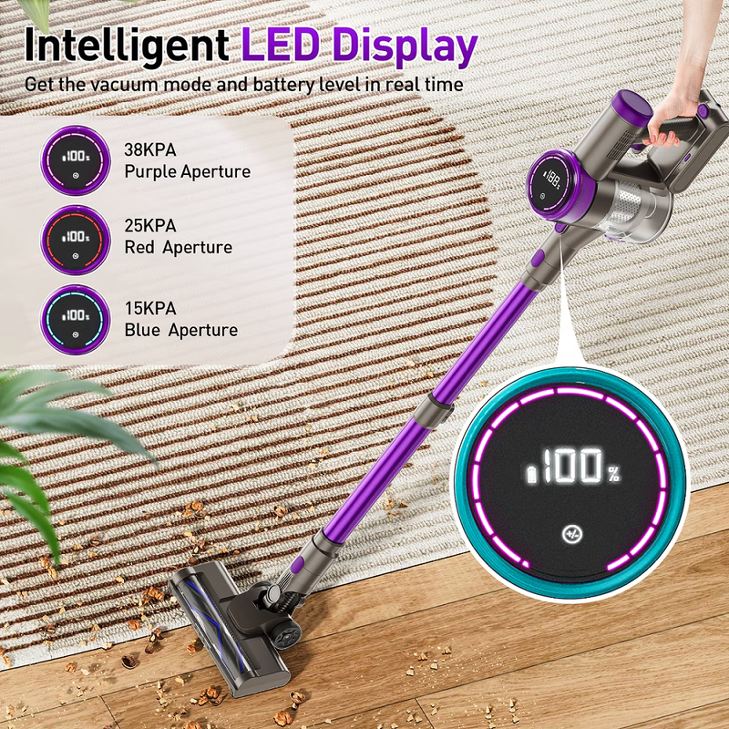 Cordless Stick Vacuum Cleaner 38KPA 50Min Lightweight Pet Hair Carpet6
