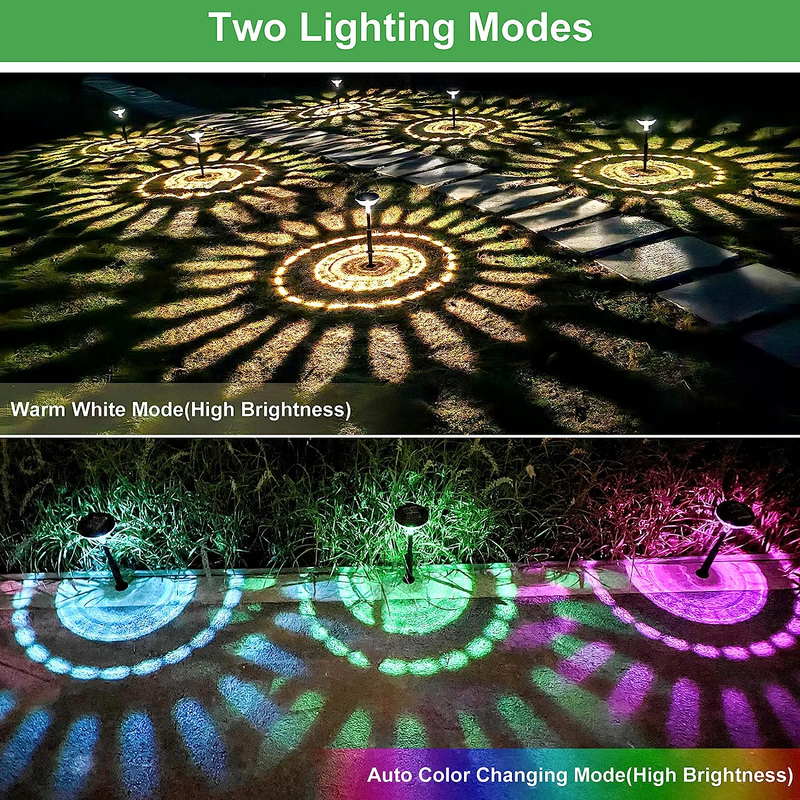 8 Pack Solar Pathway Lights, Multicolor & Warm White LED, IP67 Waterproof, Outdo1