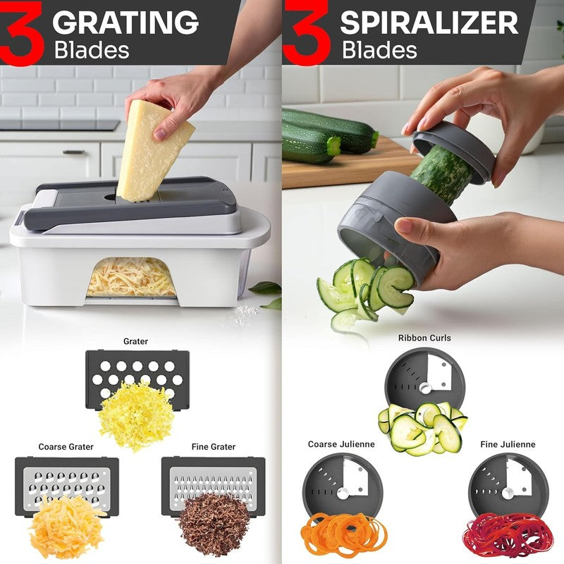 Pro Series 12 Blade Mandoline Slicer – All in One Kitchen Cutter, Dicer, Grater,4
