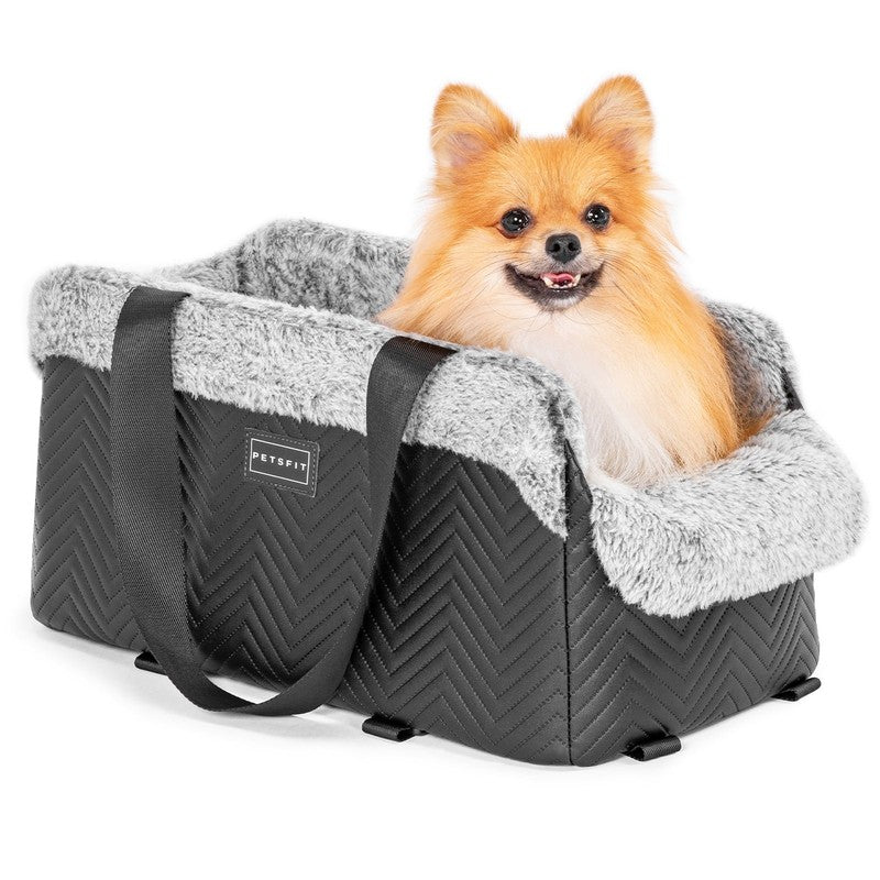 Center Console Dog Car Seat, Portable Car Seat for Dogs with Safe Protective Hoo3