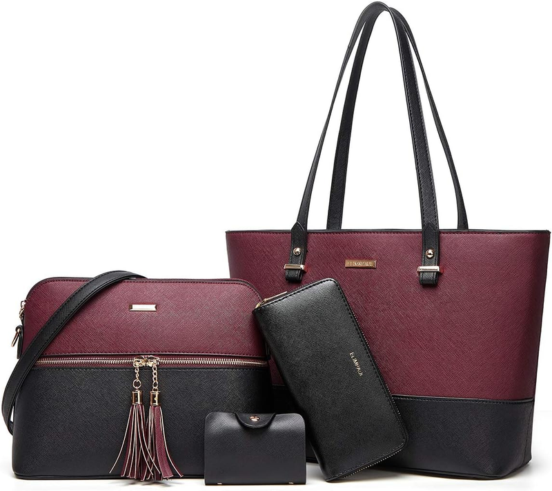 Women Fashion Synthetic Leather Handbag Set 4PCS Tote Shoulder Satchel Purse8