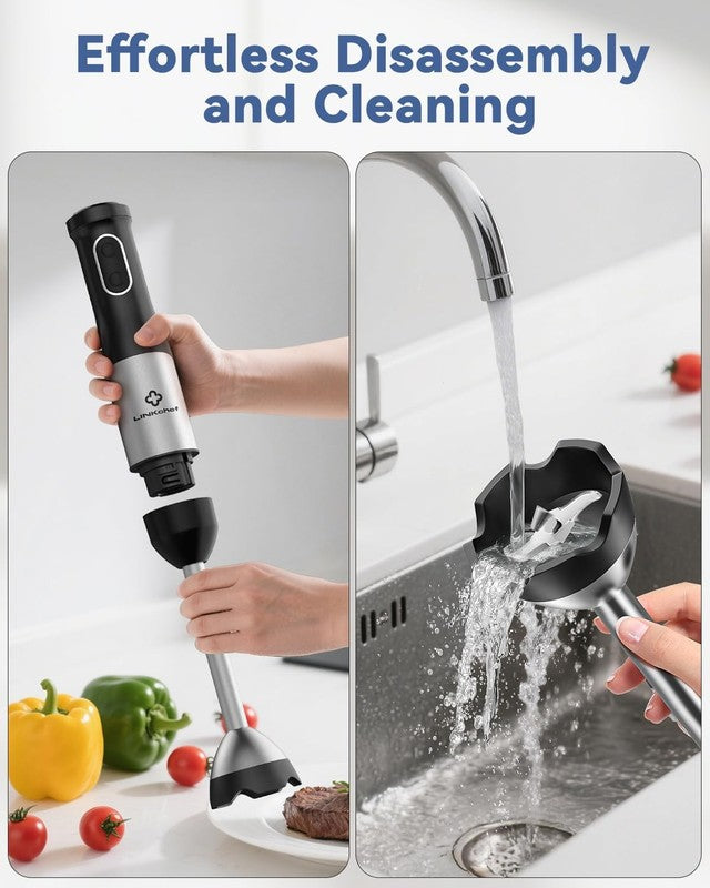 7-In-1 Immersion Blender, 800W Hand Blender with 20 Speeds and Turbo, Scratch-Re6