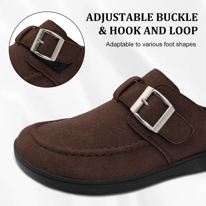 Comfort Women's Wide Suede Clogs Slip On Mules with Buckle3