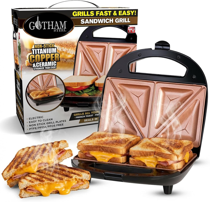 Nonstick Panini Press Sandwich Maker – 2 in 1 Grill for 2 Sandwiches 9