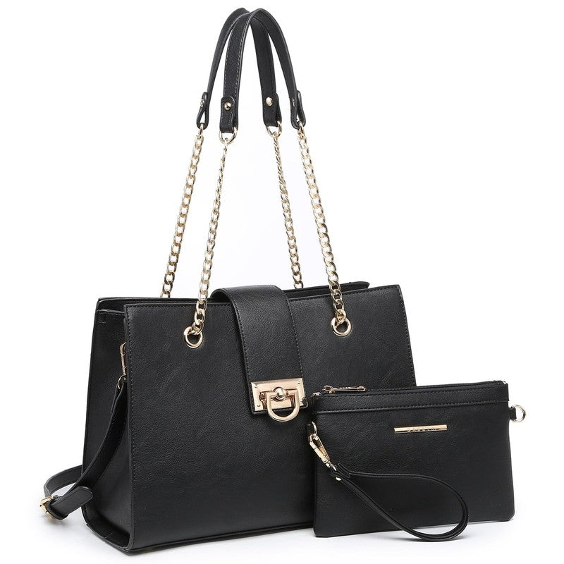Women Hobo Bag Vegan Leather Tote Chain Shoulder Satchel Bag with Clutch5