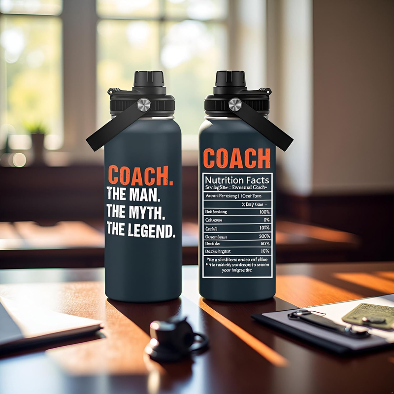 32oz Coach Water Bottle Nutrition Facts “Man Myth Legend” Coach Gift Sports2