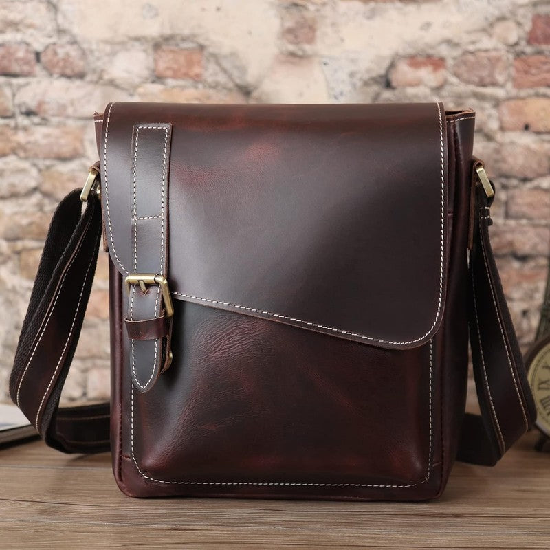 Leather Messenger Crossbody Bag Small Shoulder Bag Men Women Fits 10in Tablet2