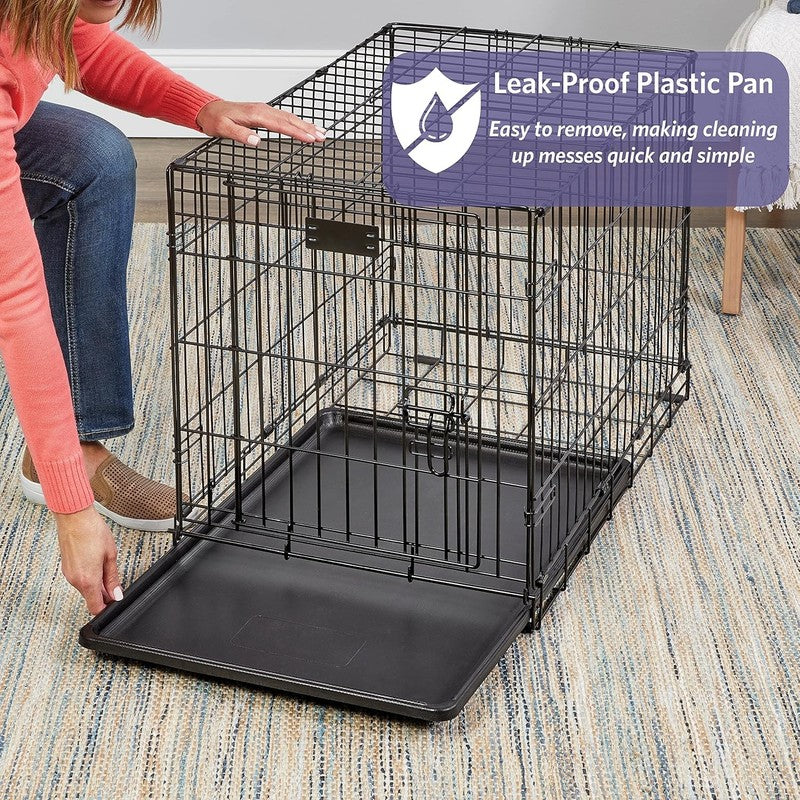 24in Folding Metal Wire Dog Crate w/ Divider Tray Secure Latch Small Breeds4