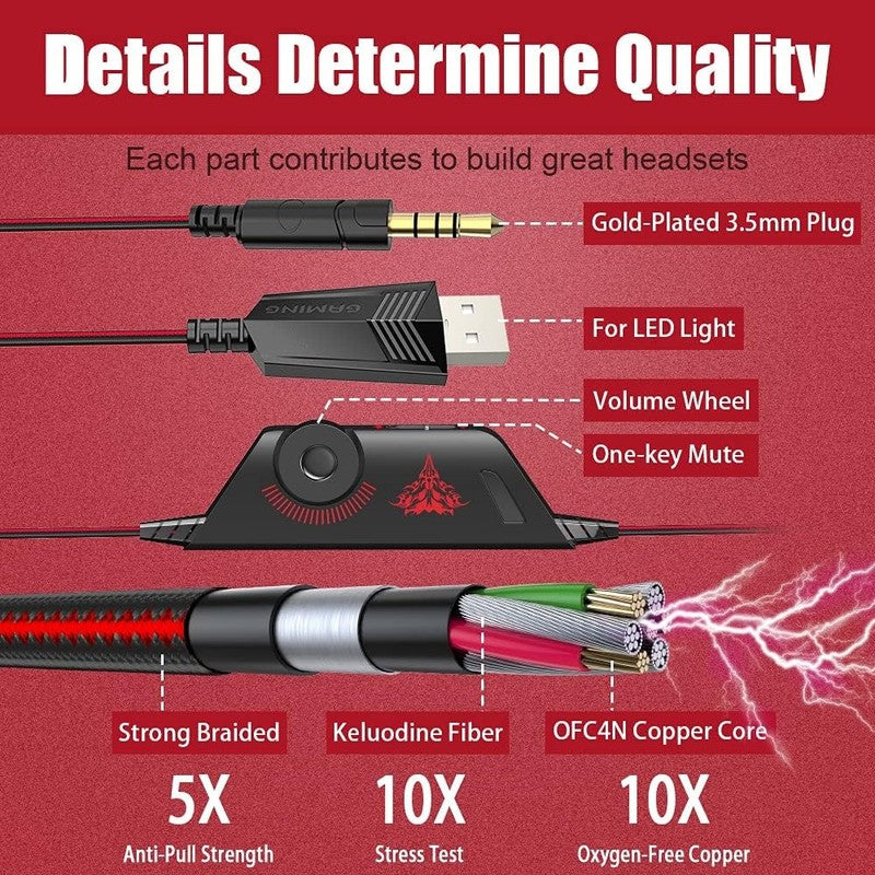 Stereo Gaming Headset for PS4 Xbox One PC Noise Cancelling Mic LED5