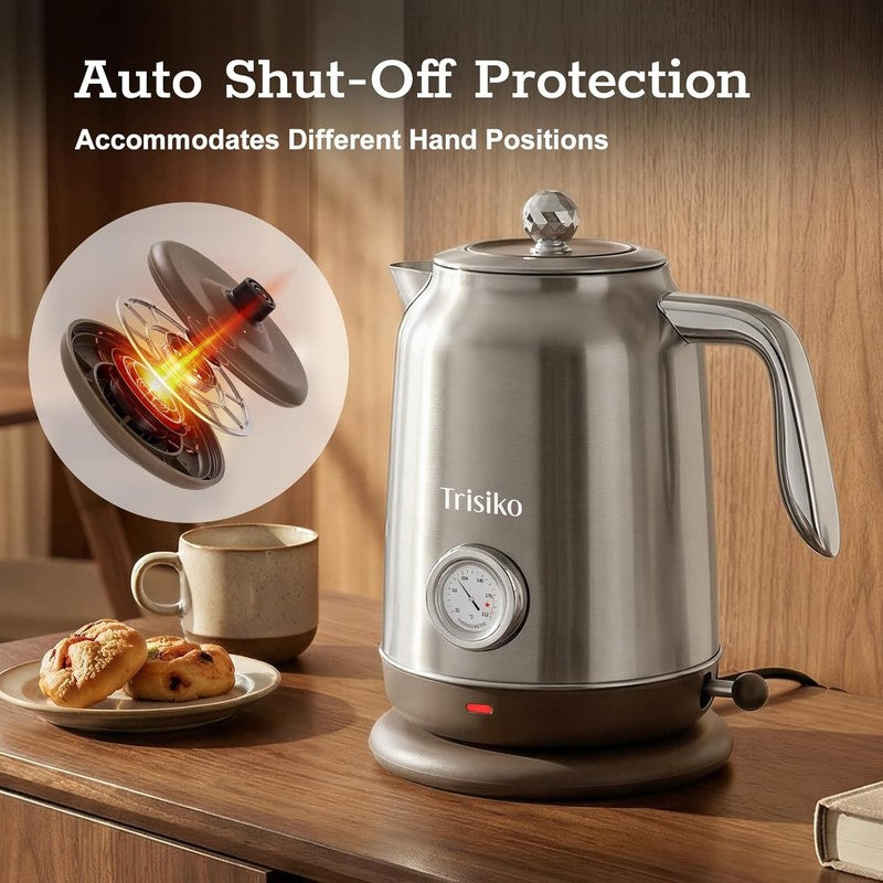 Electric Kettle 1.7L 1200W Thermometer Stainless Steel Auto Shut Off Chrome7