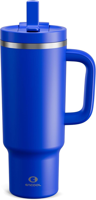 Royal Blue 40 Oz Insulated Tumbler with Handle & Straw   Keeps Drinks Cold 24H8