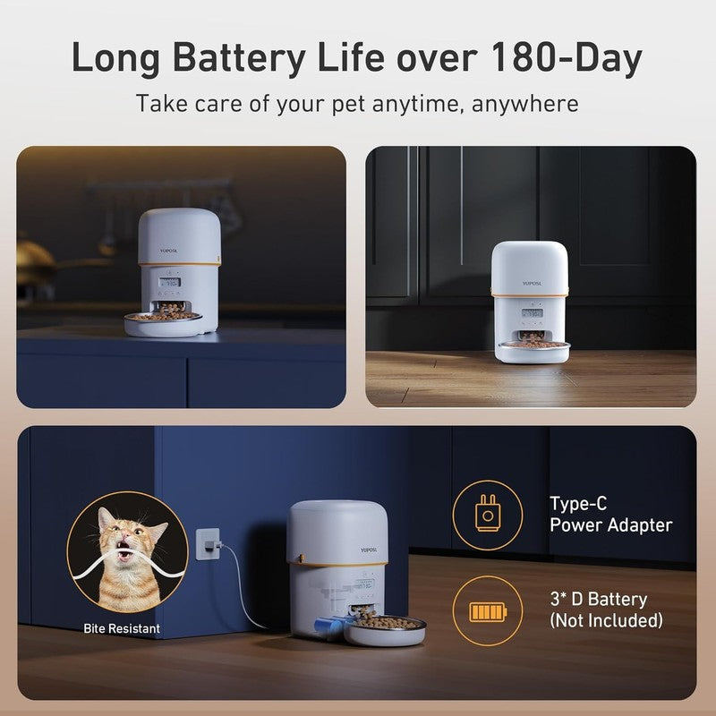 Automatic Cat Feeder 2L, Timed Pet Food Dispenser with 180 Day Battery Life7