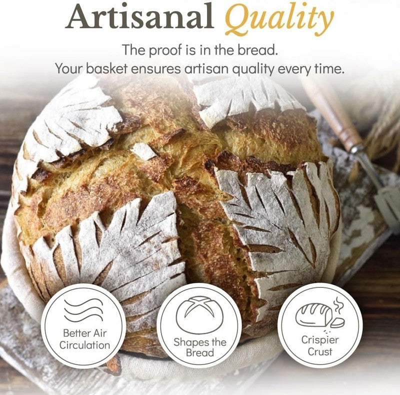 9" Banneton Bread Proofing Basket   Sourdough Starter & Baking Supplies Kit6