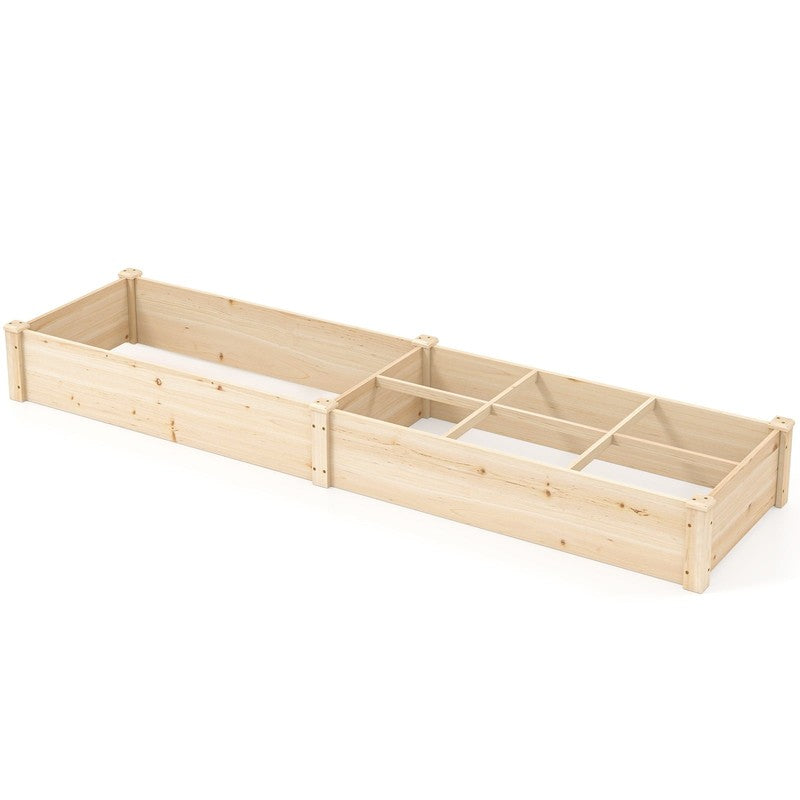 Wooden Raised Garden Bed, Elevated Patio Planter with 7 Planting Compartments fo9