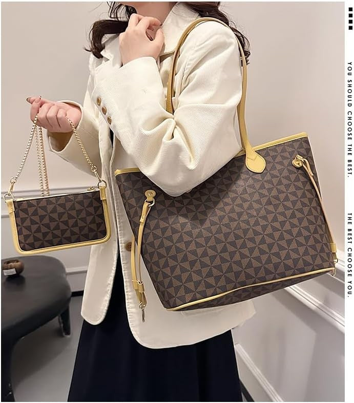 Women PU Leather Tote Bag 2PCS Fashion Hobo Shoulder Bags w/ Coin Purses1