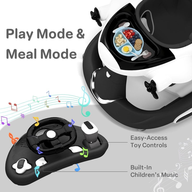 5-In-1 Musical Baby Walker with Wheels, Foldable Baby Walker for Boys Girls, Bla4