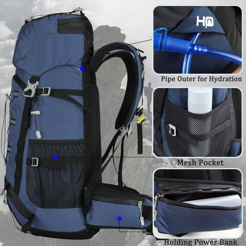 60L Hiking Camping Backpack Water Resistant with Rain Cover3