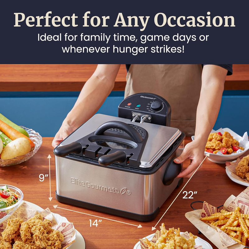 EDF434 Electric Deep Fryer 4.5 Quart Oil Capacity with Temperature Knob, 2 Baske5