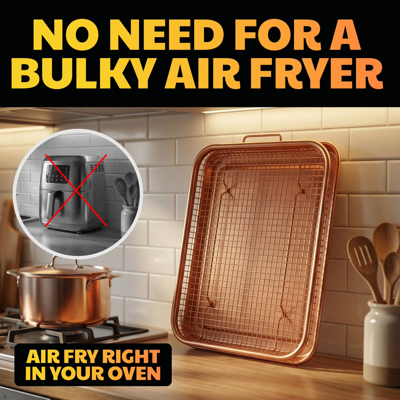 XXL Air Fryer Basket for Oven 2Pc Tray Pan 16.5x12.5 Dishwasher Safe Bake5