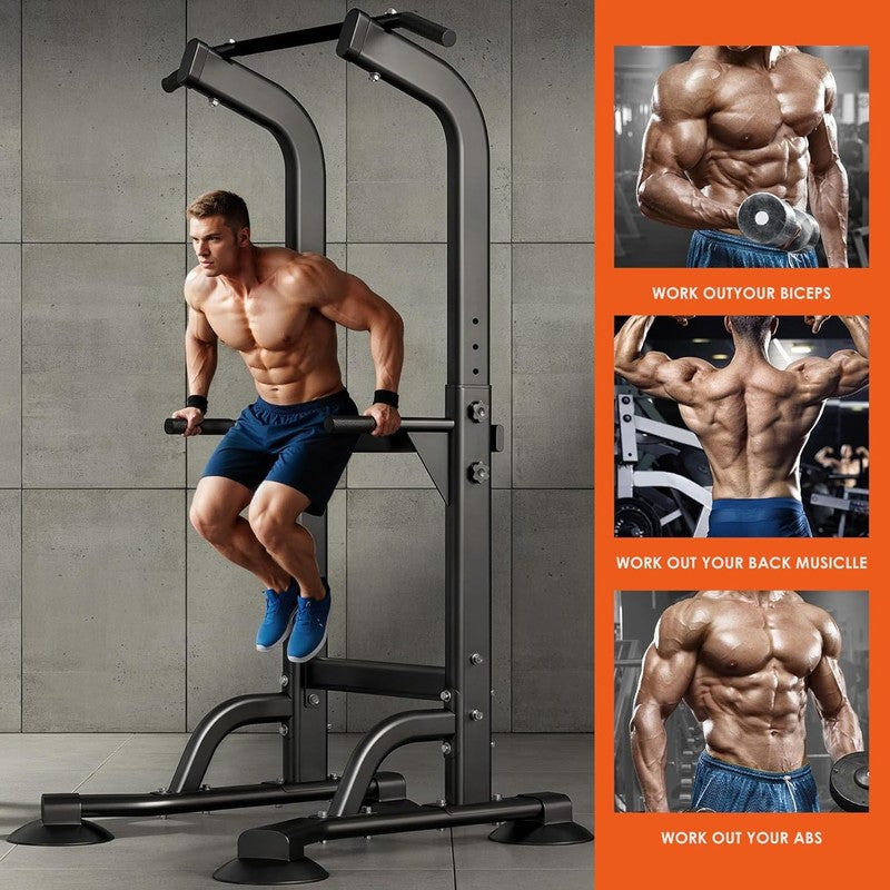 Power Tower Dip Station with Pull Up Bar, Adjustable Height Home Gym Equipment3