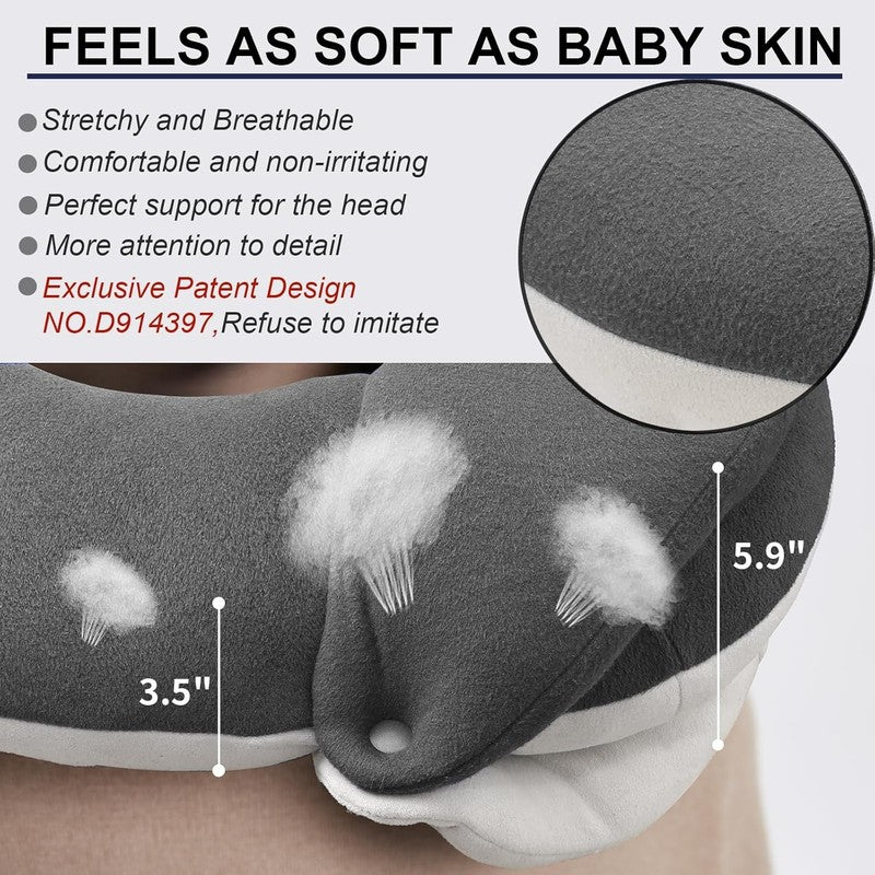 360° Travel Neck Pillow Kit w/ Eye Mask, Earplugs & Bag – Grey Adult3