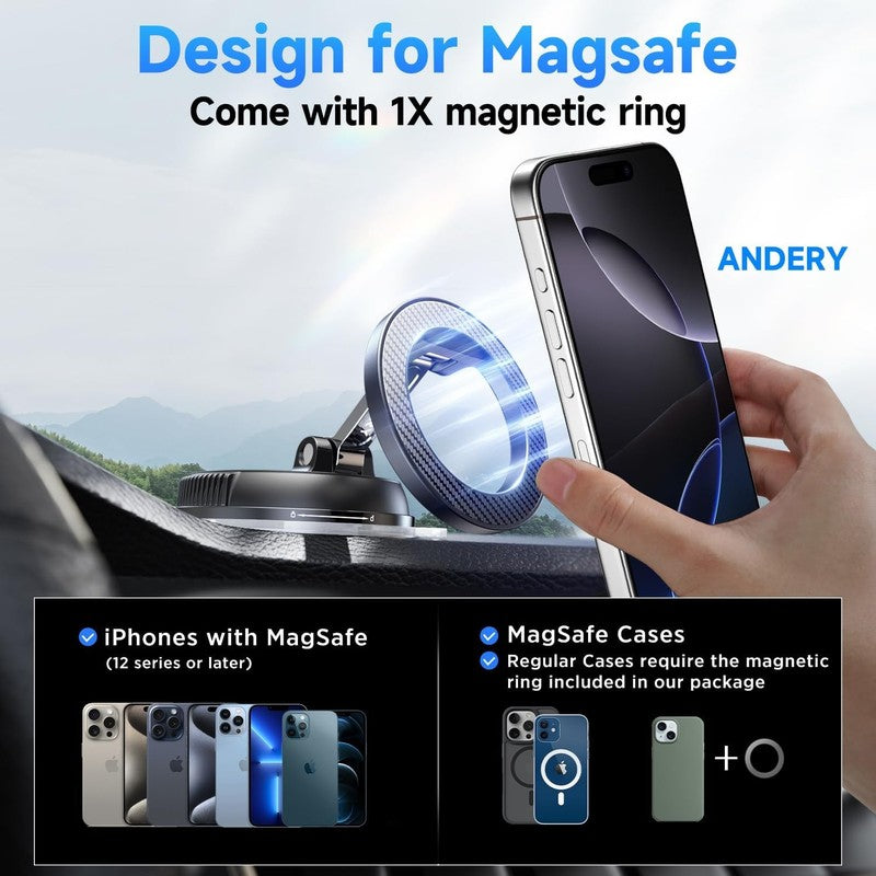 MagSafe Car Phone Holder 360 Adjustable Strong Suction Magnetic Mount5