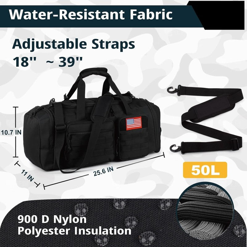 50L Tactical 3in1 Gym Duffle Backpack Travel Bag Shoe Pocket Wet Compartment3