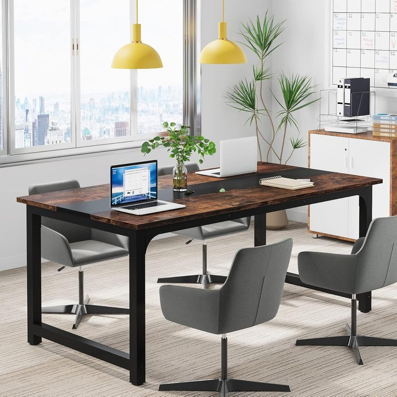 63x31.5'' Modern Computer Desk Large Office Writing Desk Rustic Black6