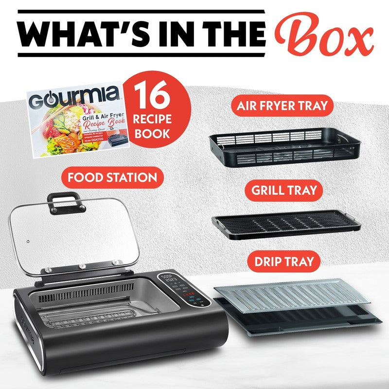 6 Qt Smokeless Indoor Grill & Air Fryer, 5 In 1 Foodstation, Black7