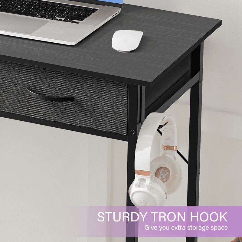 32" Small Desk w/ Fabric Drawers Vanity/Storage Desk for Bedroom Black6