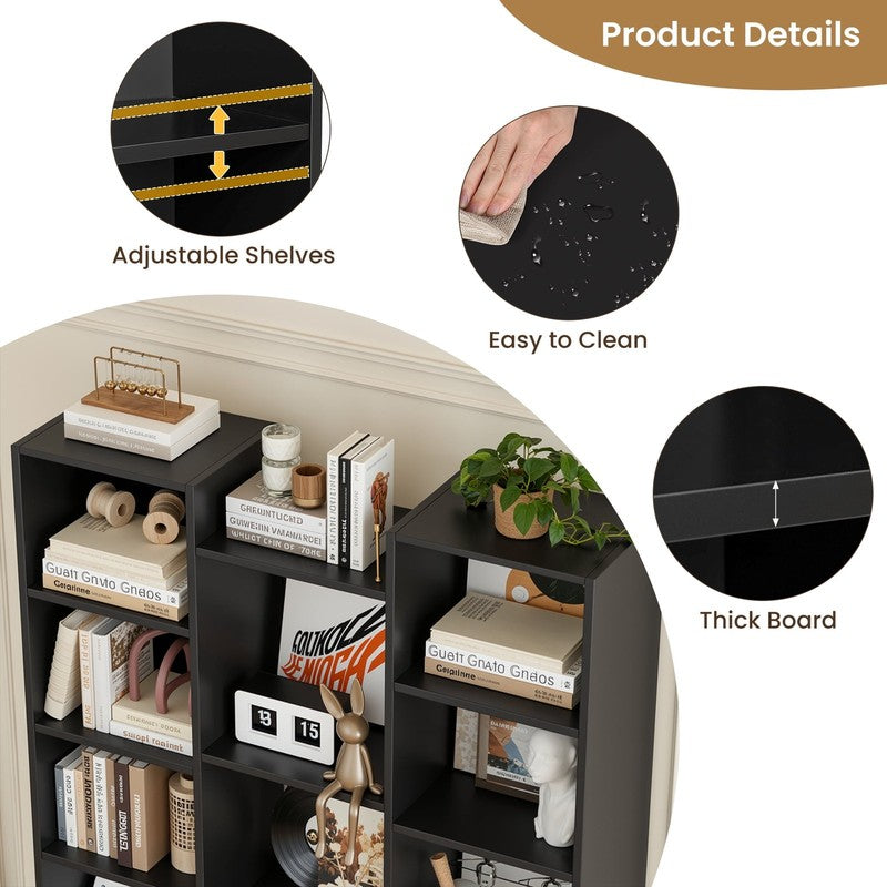 21-Cube Bookcase and Bookshelves with Adjustable Shelves, 71.3'' Triple Width Op5