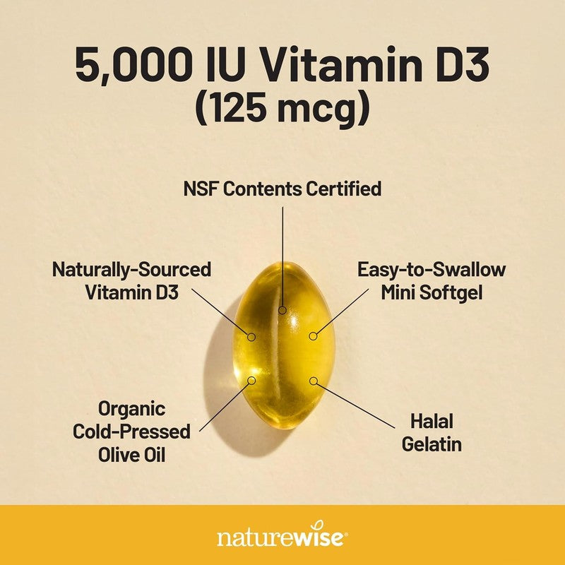 Vitamin D3 5000IU - 1 Year Supply for Immunity & Bone Health, 360 Mini Softgels3