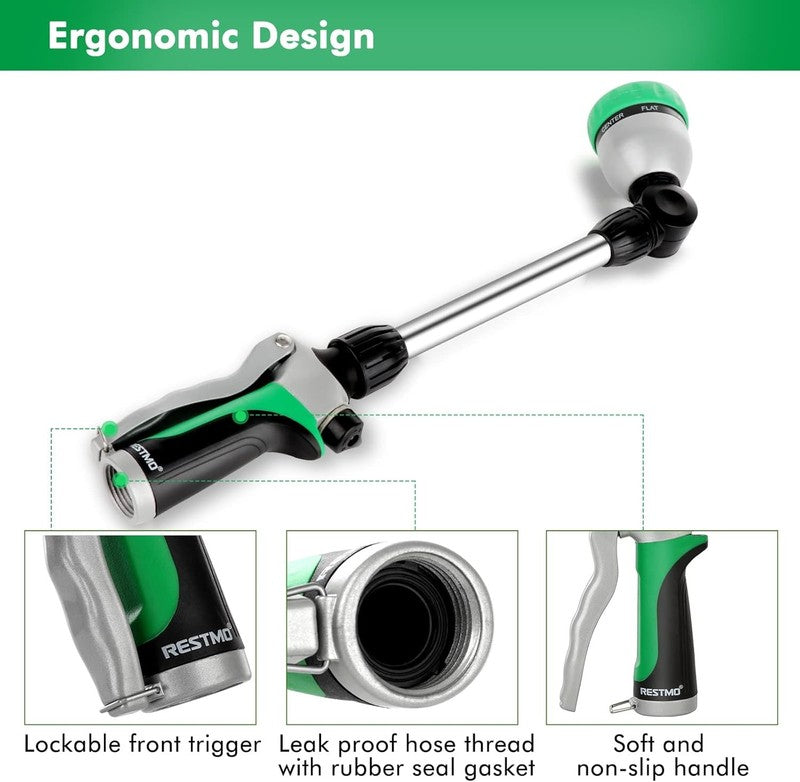 Heavy Duty Metal Watering Wand with 7 Spray Patterns and 180° Swivel Head3