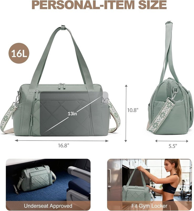Gym Bag Women Duffle Weekender Travel Tote Wet Pocket Sports Dance Green5