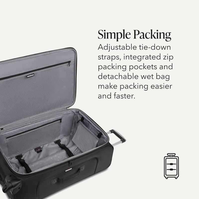 Sion Expandable Softside Spinner Luggage Large Checked Suitcase Black2