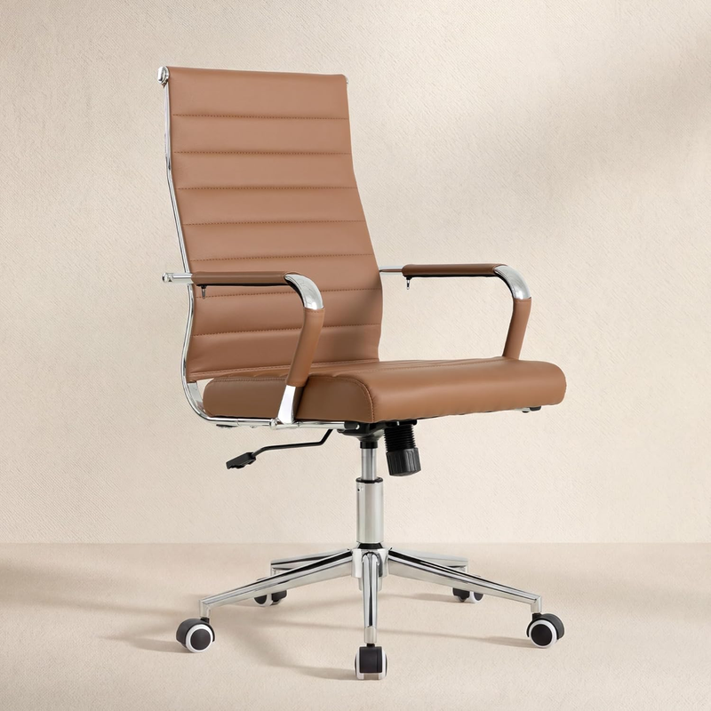 Brown Executive Office Chair Ergonomic Leather Swivel Adjustable Desk8