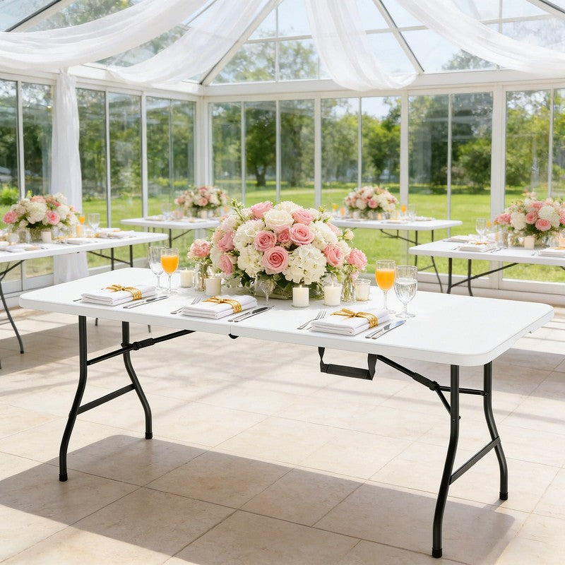 6Ft Portable Folding Table, Outdoor Dining Table Mesas Para Fiestas Portable Fol5