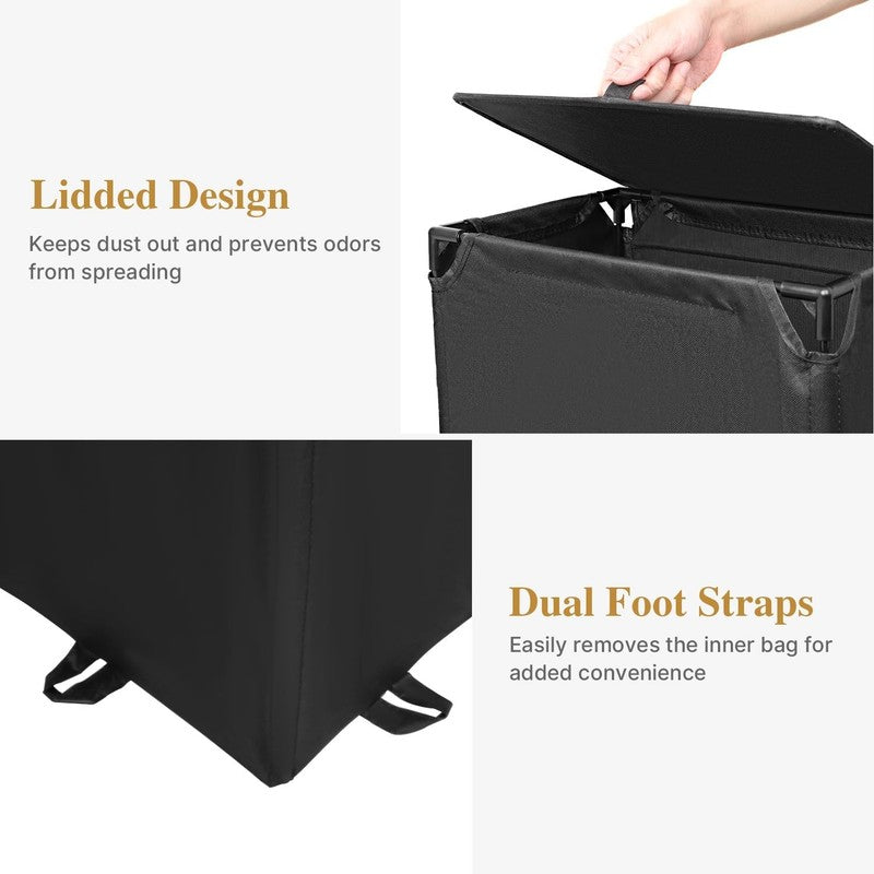 60L 2-in-1 Laundry Hamper Backpack with Lid, Waterproof Basket for College Dorm5