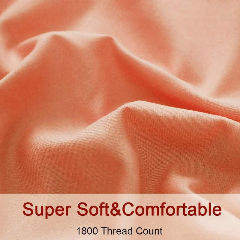 Luxury 1800 Thread Count Microfiber Bed Sheet Set   Coral Queen, 4 Pieces3