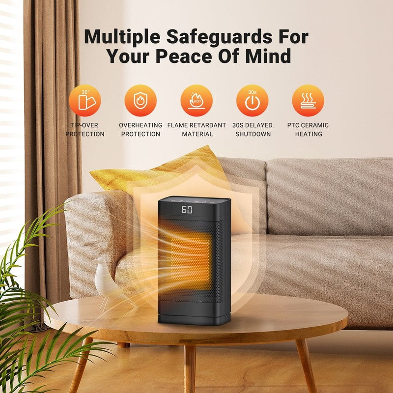 1500W Space Heater, Portable Electric w/ Remote, Oscillating, Timer, Indoor Use2