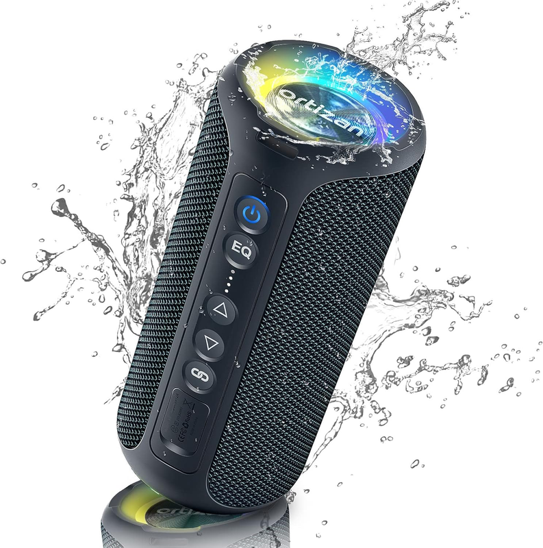 30W Bluetooth Speaker, IPX7 Waterproof, Deep Bass, LED Light, Navy, Portable8