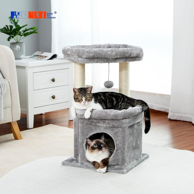 Cat Tree Tower for Indoor Cats with Condo, Sisal Scratching Posts & Pom Pom6