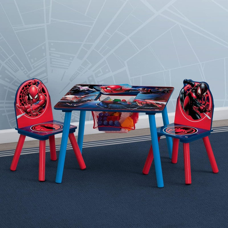 Spider Man Kids Table Set with Storage 2 Chairs Blue Red Greenguard1