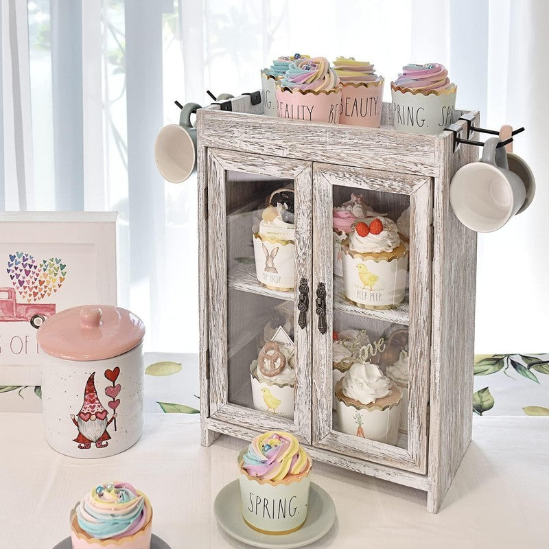 Wooden Countertop Storage Cabinet. Customizable Organizer with Adjustable Shelve1